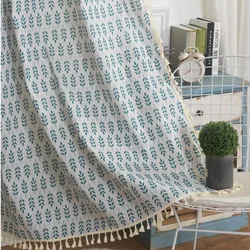 PP1021Green wheat ear printed semi-blackout kitchen curtain partition curtain semi-blackout factory direct supply