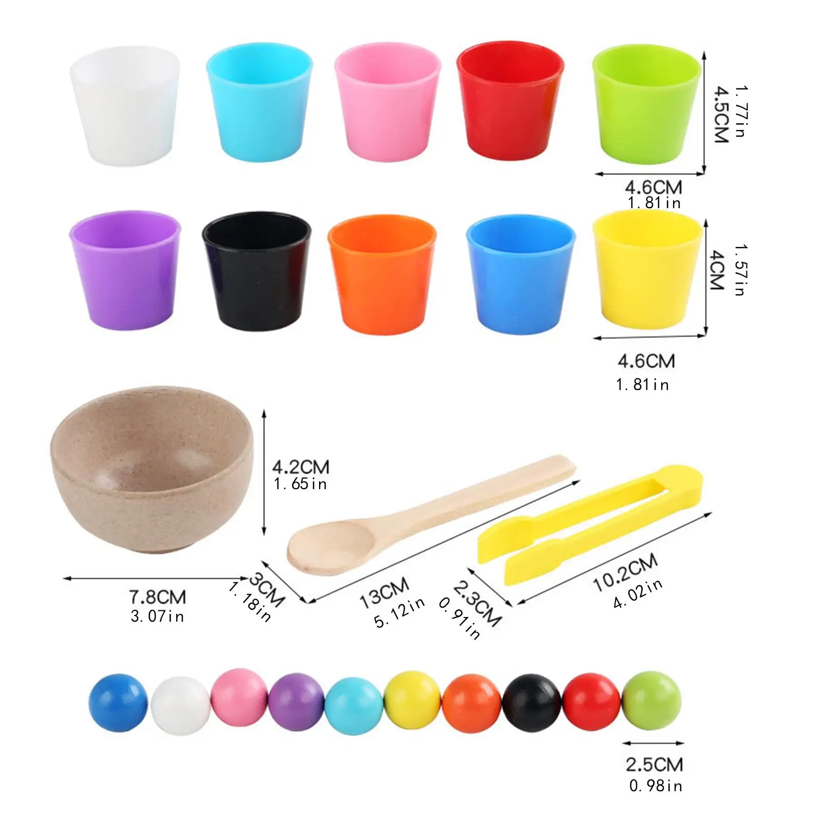 Bolas en tazas Motor fino Aprendizaje preescolar Desarrollo Entrenamiento de habilidades matemáticas Pensamiento lógico Juguete a juego de colores para niños