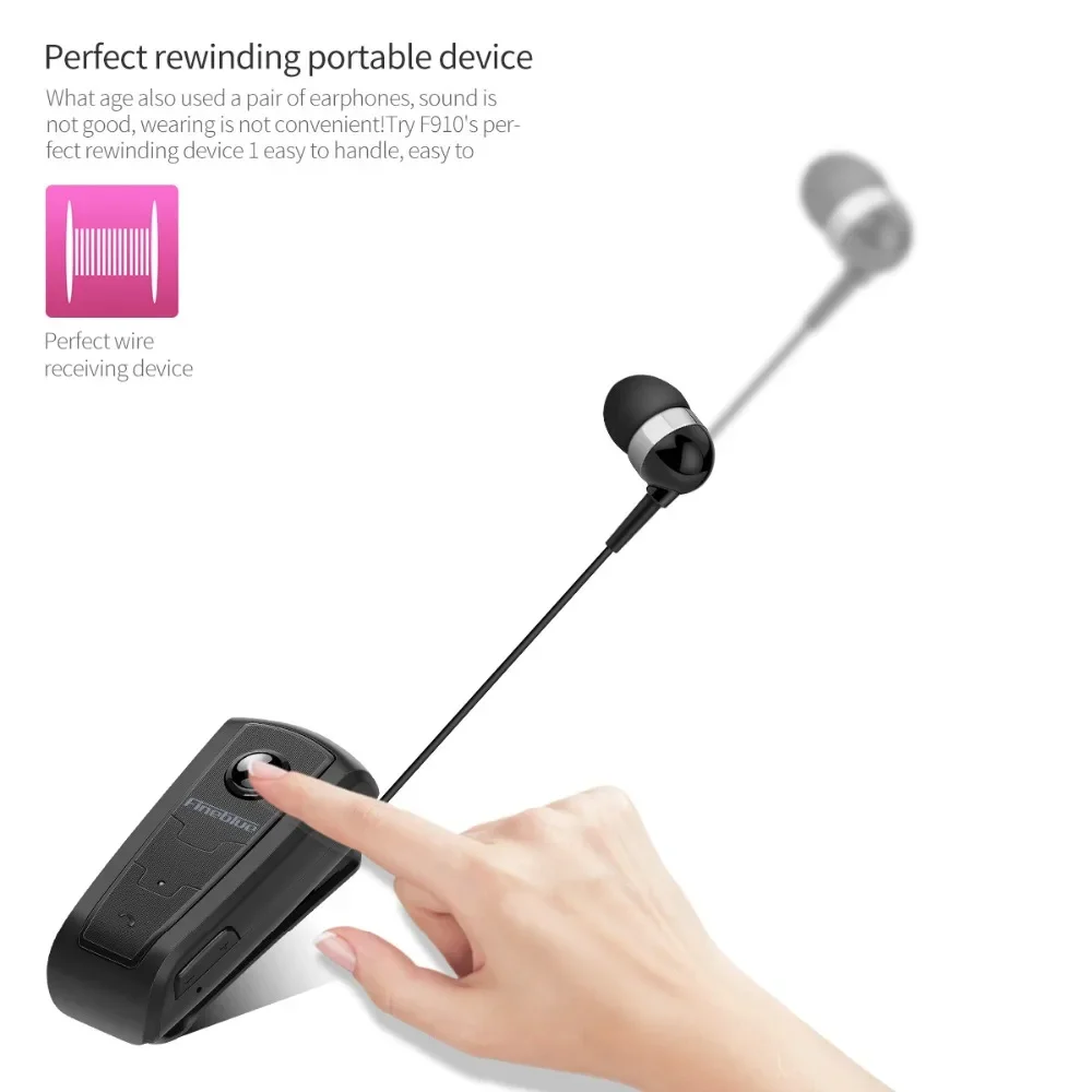 Fineblue F910 мини-наушники беспроводные Bluetooth 4,0 с зажимом на шею телескопического типа, для бизнеса, с вибрацией, спортивные стереонаушники