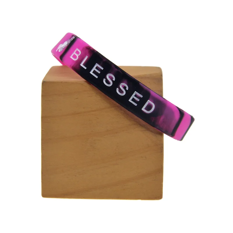50 Pcs Swirled Color Fashion Bangle Blessed Silicone Rubber Wristband Christian Bracelets