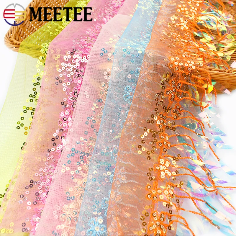 2/5/10Yard 15cm Sequin Fringe Tassels Lace Trim Fringes Sewing Dress Cosplay Clothes Decorative Trimmings Stitching Accessories