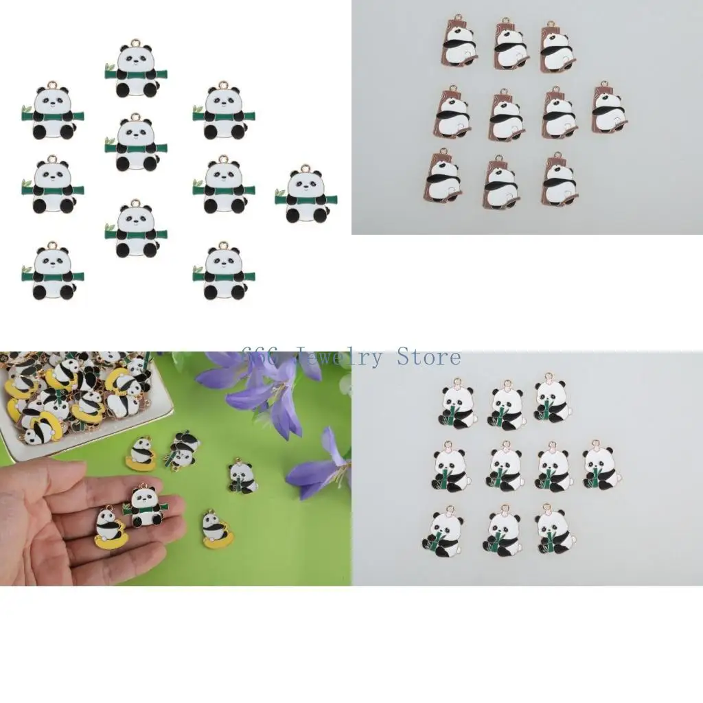 

F2TD 10pcs Assorted Panda Charm Cartoon Animal Pendants for Bracelets and Earrings Jewelry Component for Crafting Lover