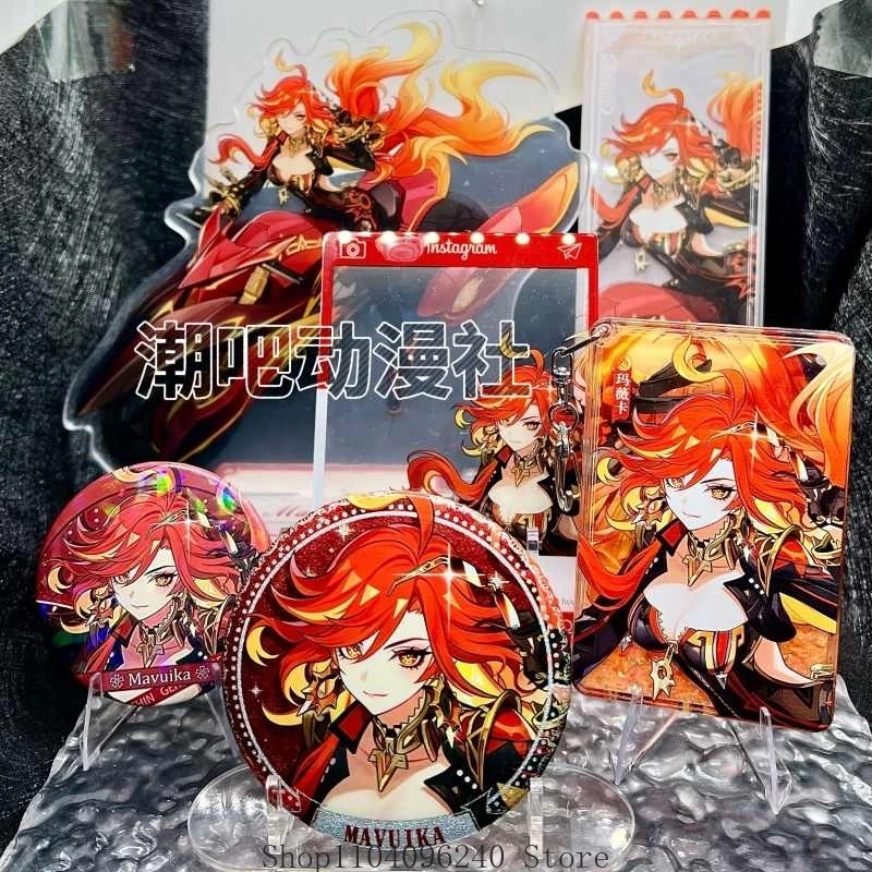 

Genshin Impact Mavuika Acrylic Stand Figure Model Quicksand Mahjong Badge Cosplay Cartoon Pendant Game Desktop Decor Fans Gift