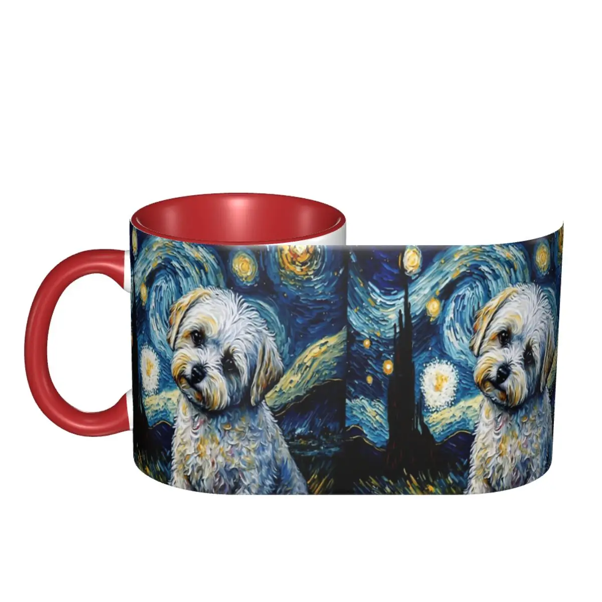 Maltese Terrier Puppy Starry Night Mug Funny Ceramic Coffee Cups Tea Mugs Milk Cup Drinkware Gifts for Woman Man DIY Custom