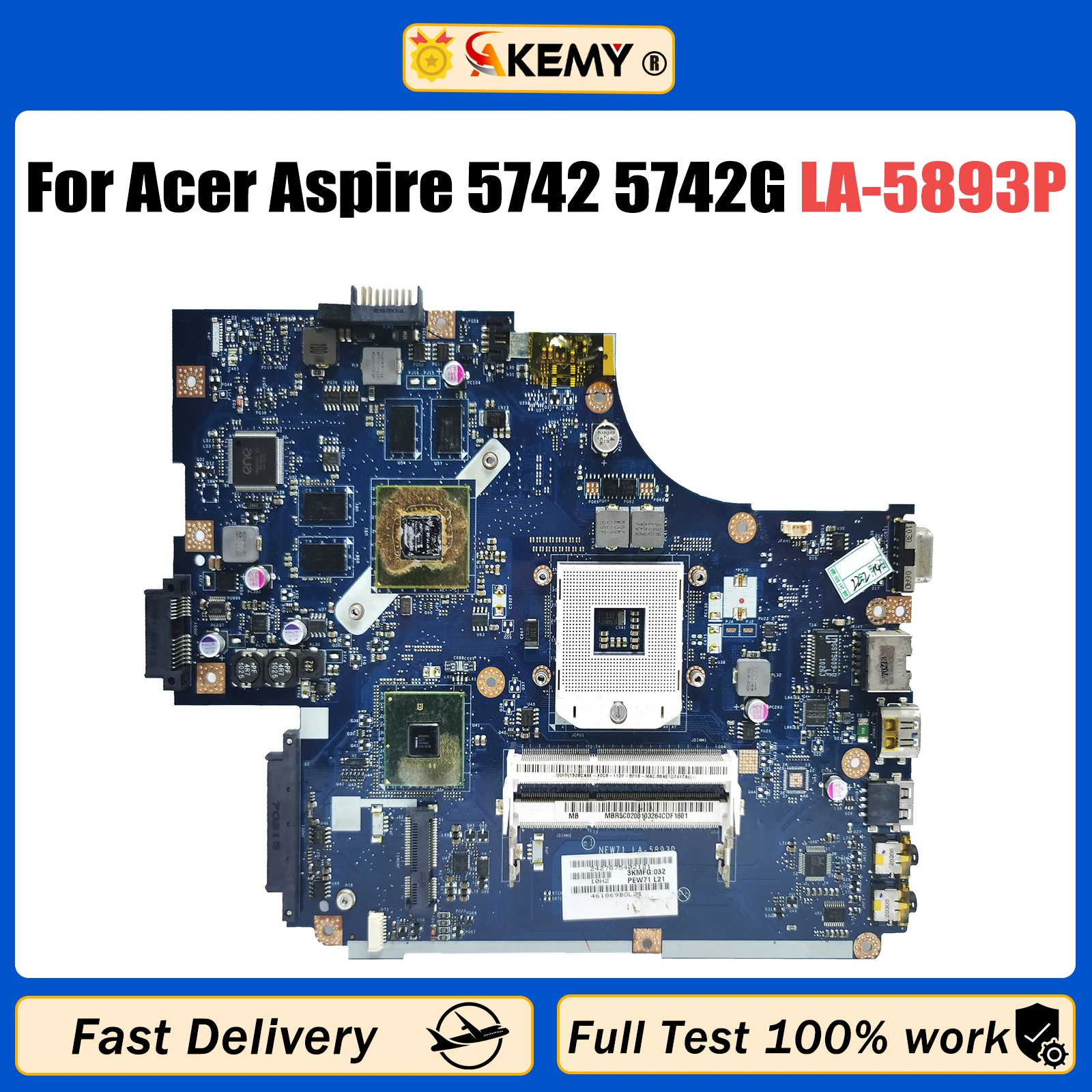 

AKEMY LA-5893P Mainboard For Acer aspire 5742 5742G Laptop Motherboard MBBJY02001 MBPTD02001 HM55 GT320M