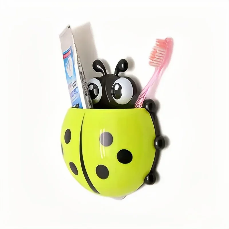 1pcs Ladybug Animal Insect Toothbrush Holder Bathroom Cartoon Toothbrush Toothpaste Wall Suction Holder Rack Container Organizer