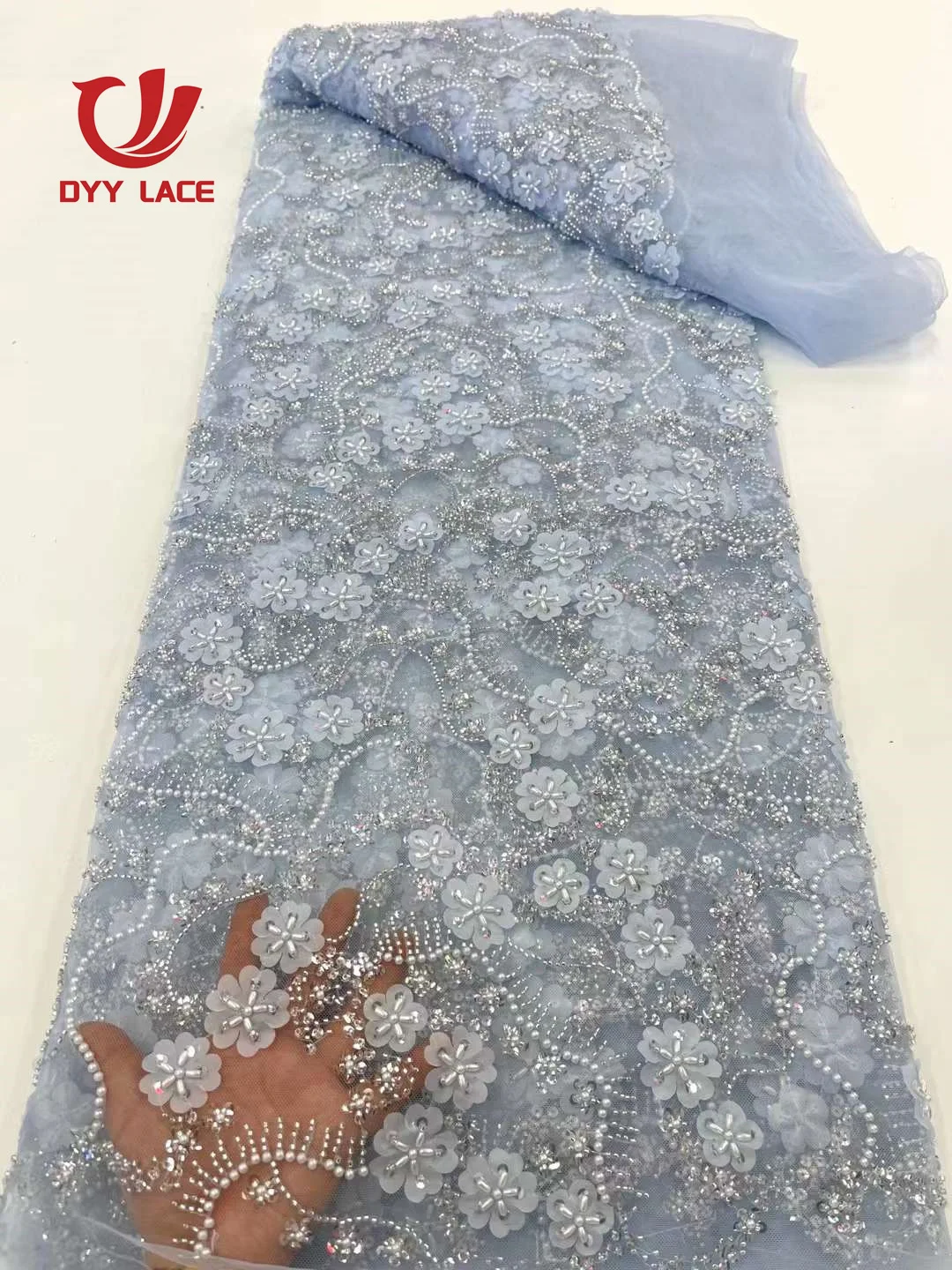 Hot Sale African Groom Sequins Lace Fabric 2024 High Quality Heavy Beads Embroidery French Lace For Nigerian Wedding Dress