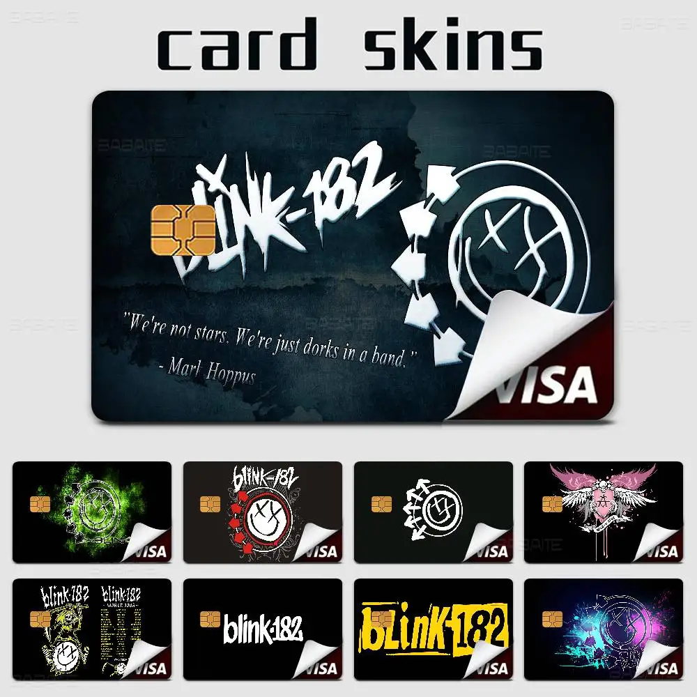 B-BLINK-182 Band Anime Cartoon Bear Skin Sticker Film Tape Case for Big Credit Debit Card Front Side