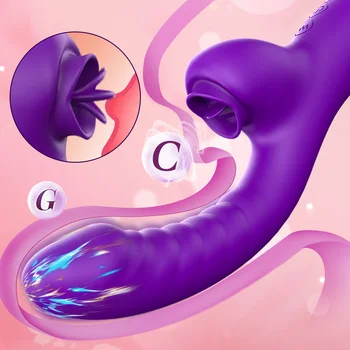 Vibrator für Frauen, 2-in-1-Leckmaschine, Klitoris-Stimulator, G-Punkt, leistungsstarker Vibro-Dildo-Zauberstab, weiblicher Klitoris-Sauger, Sexspielzeug für Erwachsene