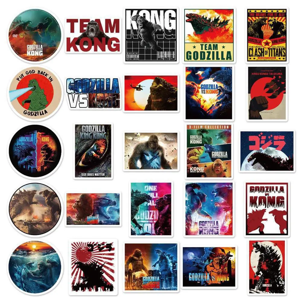 50pcs Godzilla VS king kong Anime Cartoon DIY Graffiti Stickers Decorative Laptop Skateboard Car Water Cup Waterproof Sticker