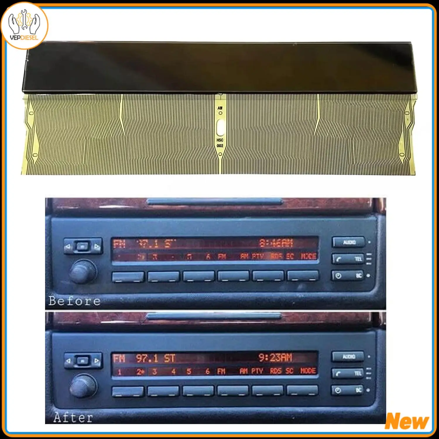 1pc LCD Display Screen Repair For BMW E53 E38 E39 5 & 7 Series X5 Mid Radio FM New Car Accessories