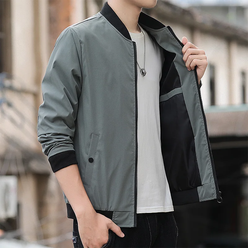 

Fashion Stand Collar Zipper Korean Solid Color Coats Men's Clothing 2024 Spring Summer New Loose All-match Tops Casual Jackets