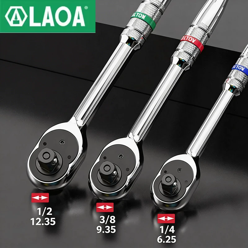 LAOA Industrial Ratchet Wrench Large/Medium/Small Head Quick Release Ratchet Spanner for Auto Repair and Mechanical Maintenance