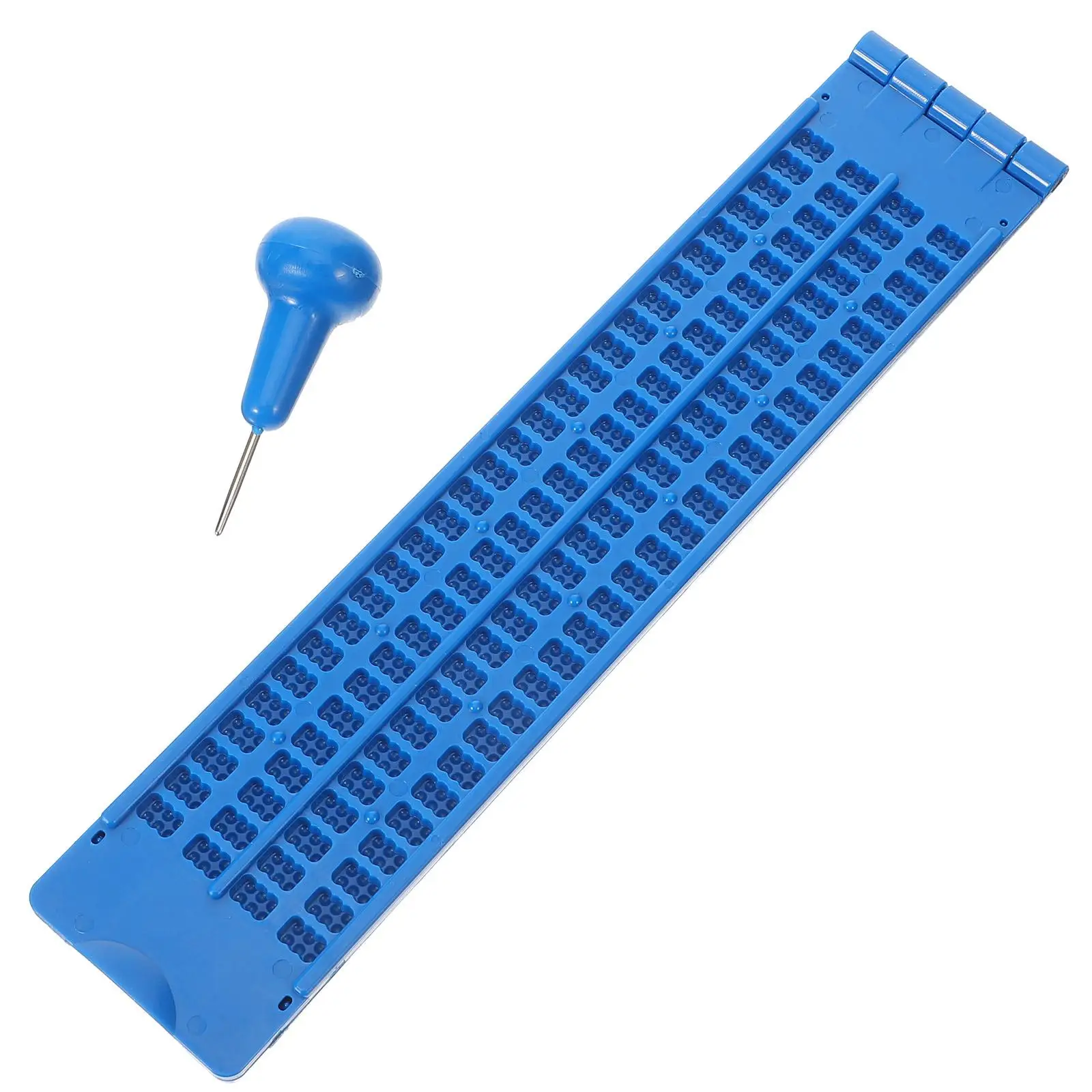

Blue 28-Cell Writing Board Stylus Paper for Blind Portable Durable Plastic Kit Learning Supplies Health Care