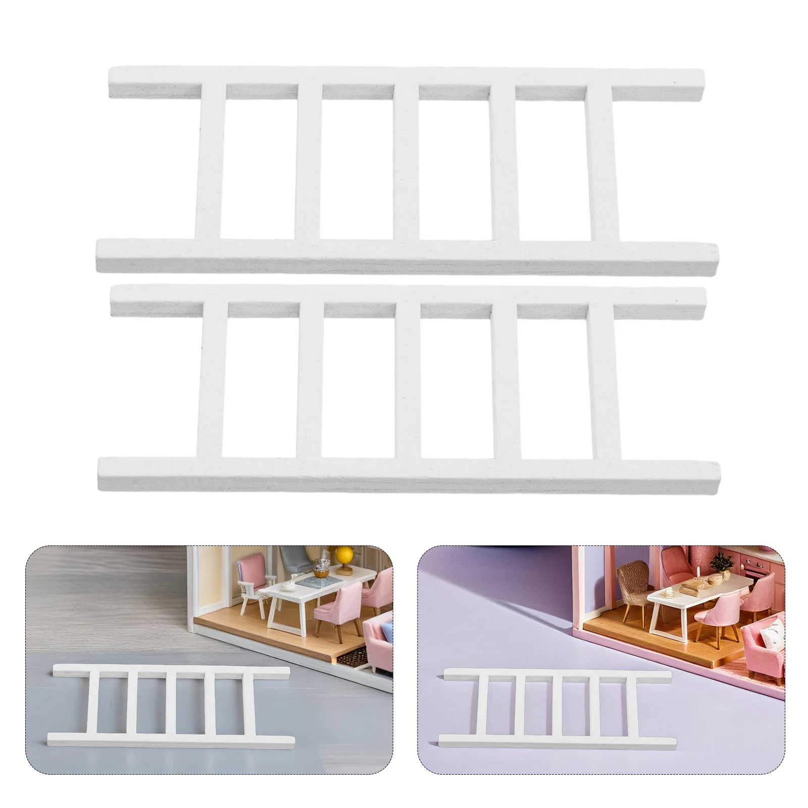 

2Pcs Miniature Wooden Ladder 3.93 X 1.57 Inch Smooth Finish No Assembly Required for Dollhouse Accessories and Garden Decor