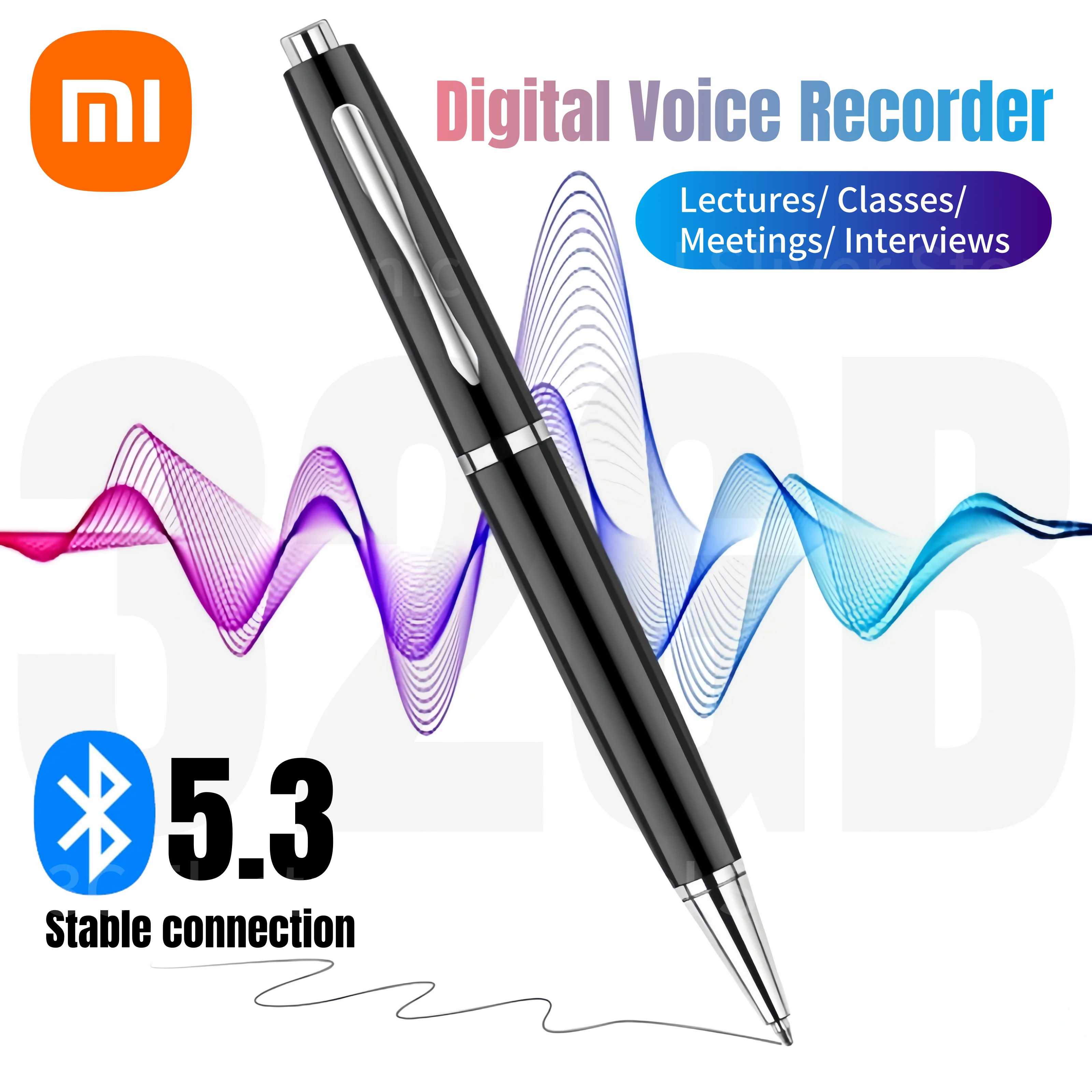 Xiaomi 32GB AI Perekam Suara Pena Terjemahan Transkripsi Kontrol Aplikasi Mikrofon Peredam Kebisingan untuk Wawancara Pertemuan Kelas Kuliah