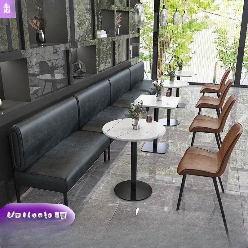 Western Restaurant Cafe Hot Pot Shop Card Seat Table and Chair Combination Sales Office Slate Negotiation Table