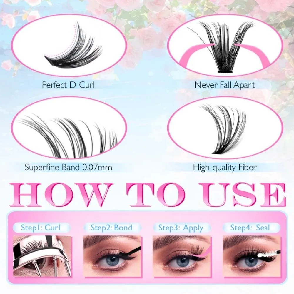 

New 400pcs Set Cluster Eyelash Extensions Colorful Mix Length Lash Book with Tweezers Makeup Tool Eyelashes Mascara Personal Use