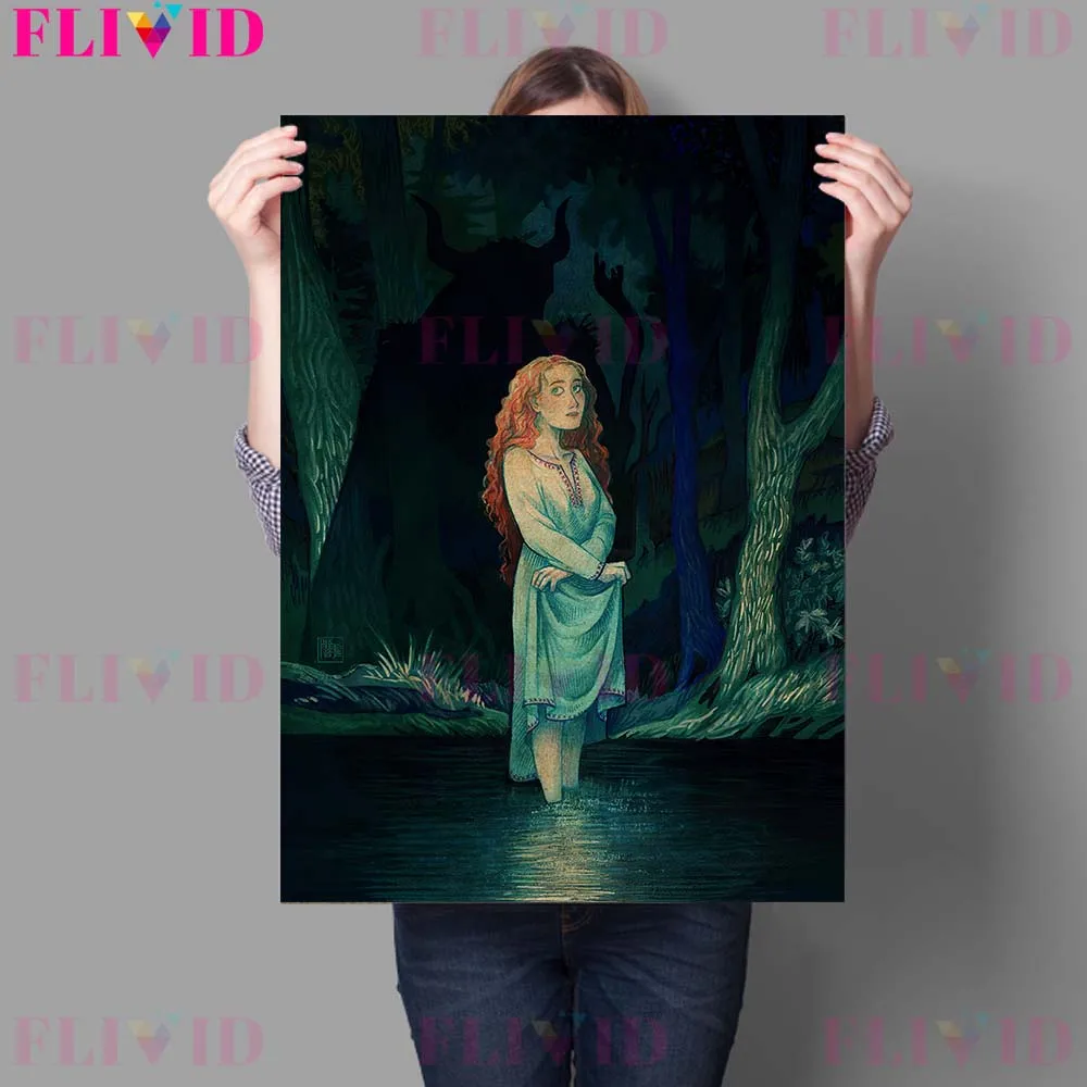 The Mysterious Serpent Men Vintage Wall Art Canvas Painting Terrible Forest Girl Art Poster And Print For Living Room Decoration