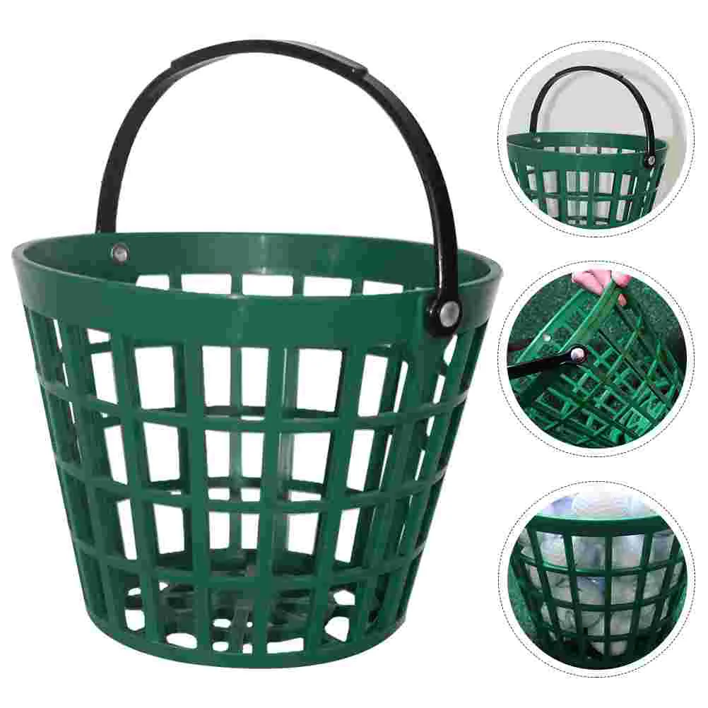 Golf Pick up Basket Novelty Balls Bucket Neon Holder for Cart Green Golfball Container with Handle Plastic Baskets Girl Man