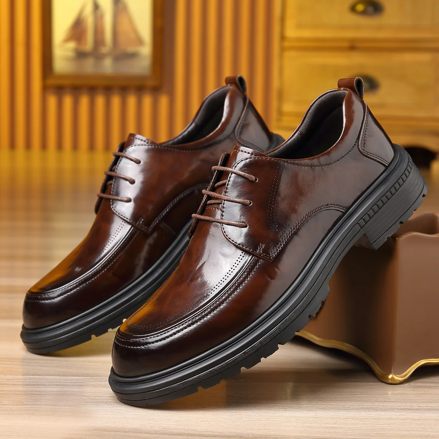 

Men Shoes 2026 Spring Summer Leather Business Men Dress Leather Shoes Wedding Groom Shoes