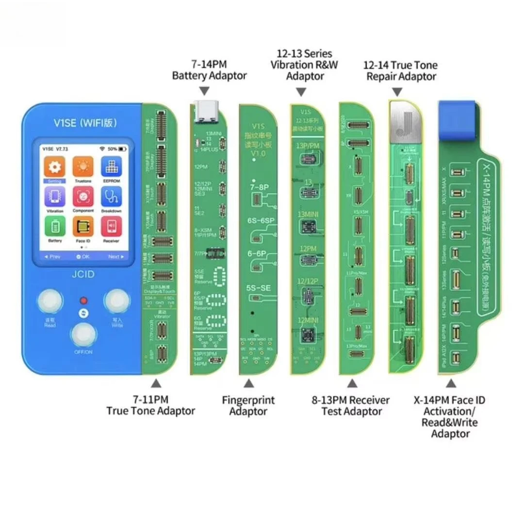 JCID V1SE Wifi Programmer 7 Boards Repair Flex Cable V1S for iPhone Battery Programmer True Tone Face ID  Fingerprint Vibration