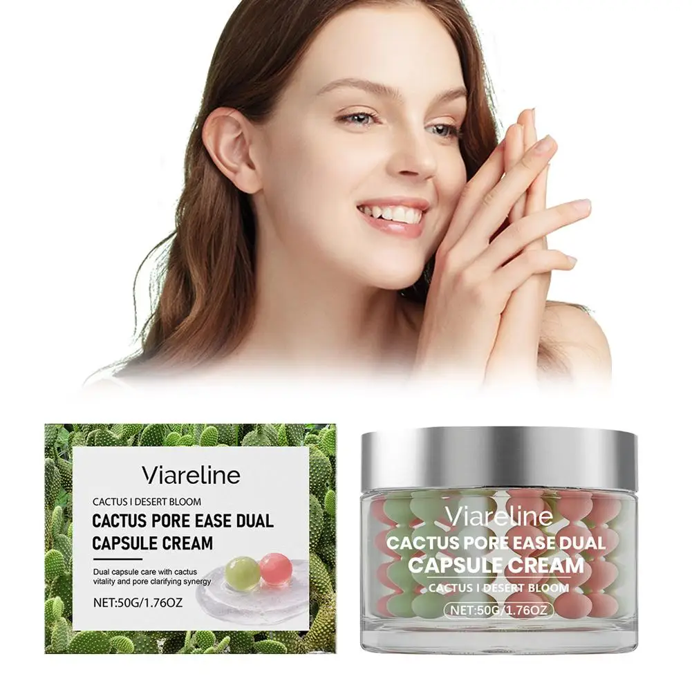Viareline Cactus Soothing Double Effect Capsule face cream Pore Shrinkage Deep Oil Control Repair Nourishing Skincare