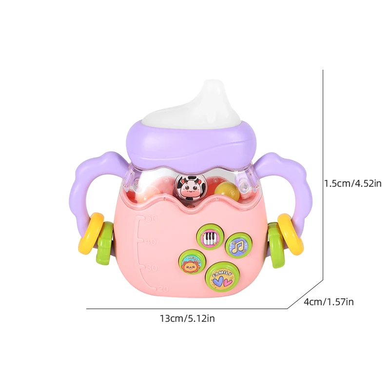 Baby Bottle chocalho Puzzle, Educação Infantil Brinquedo, Teaser Chupeta, Presente de Natal, Recém-nascido Grip Training, Música História