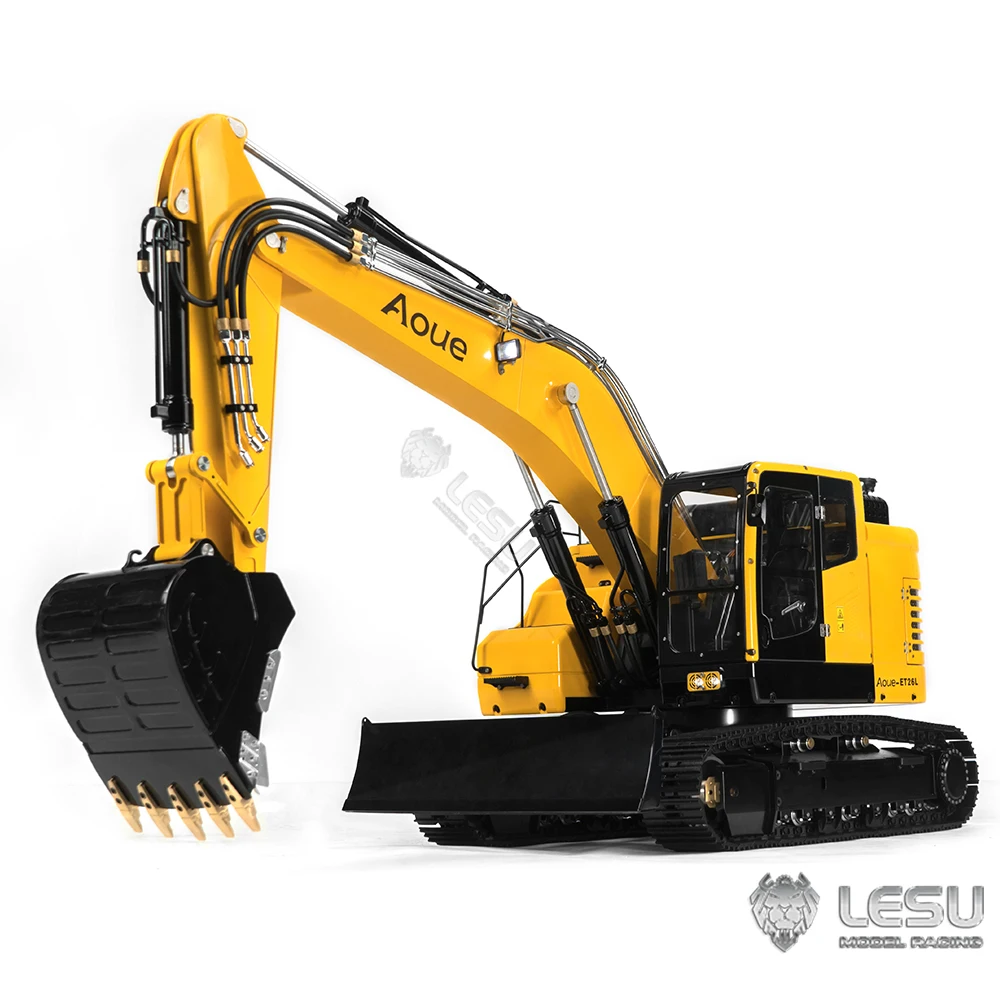 1/14 LESU Hydraulic RC Excavator ET26L 2 Arms Metal Controlled Digger Model Painted Assembled  Blade Tracked With Light Trucks