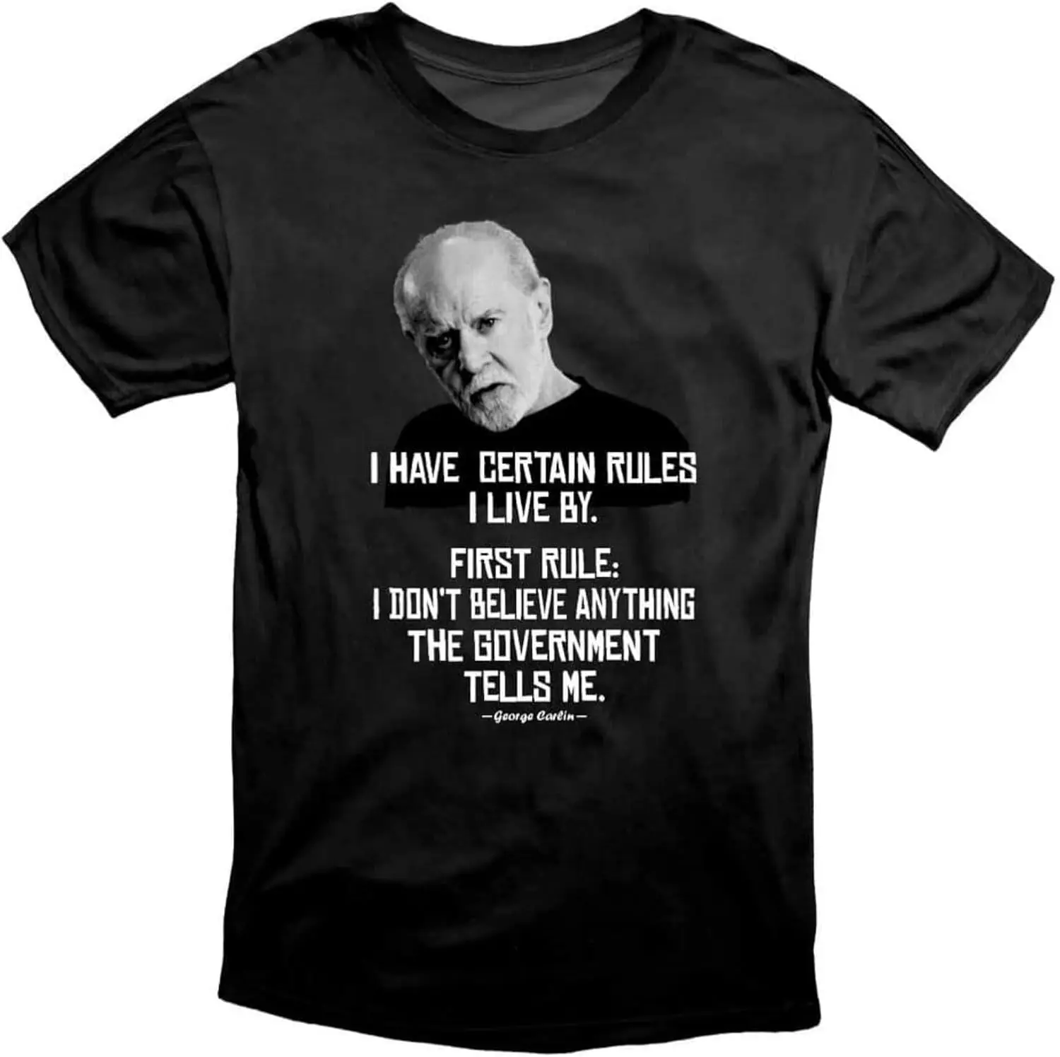 George Carlin Government Lies T Shirt Black