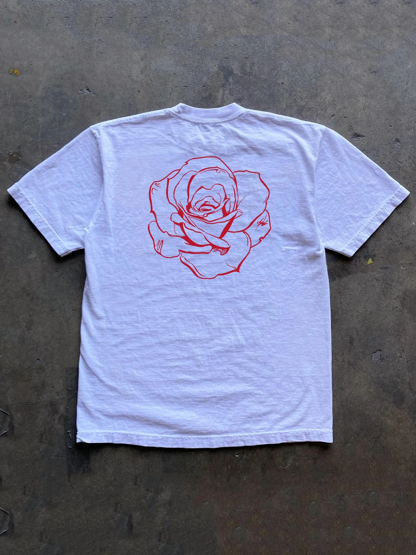 Xiao Chen Story Multi 260g Heavyweight Pure Cotton Rose Print Unisex Casual Short Sleeve T-Shirt Comfortable Versatile Tee