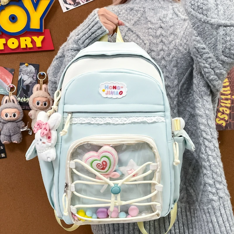 

Высококачественный внешний вид, сумка-мессенджер в тон, сумка для колледжа Sweet Ita, новый стиль, лоскутные рюкзаки