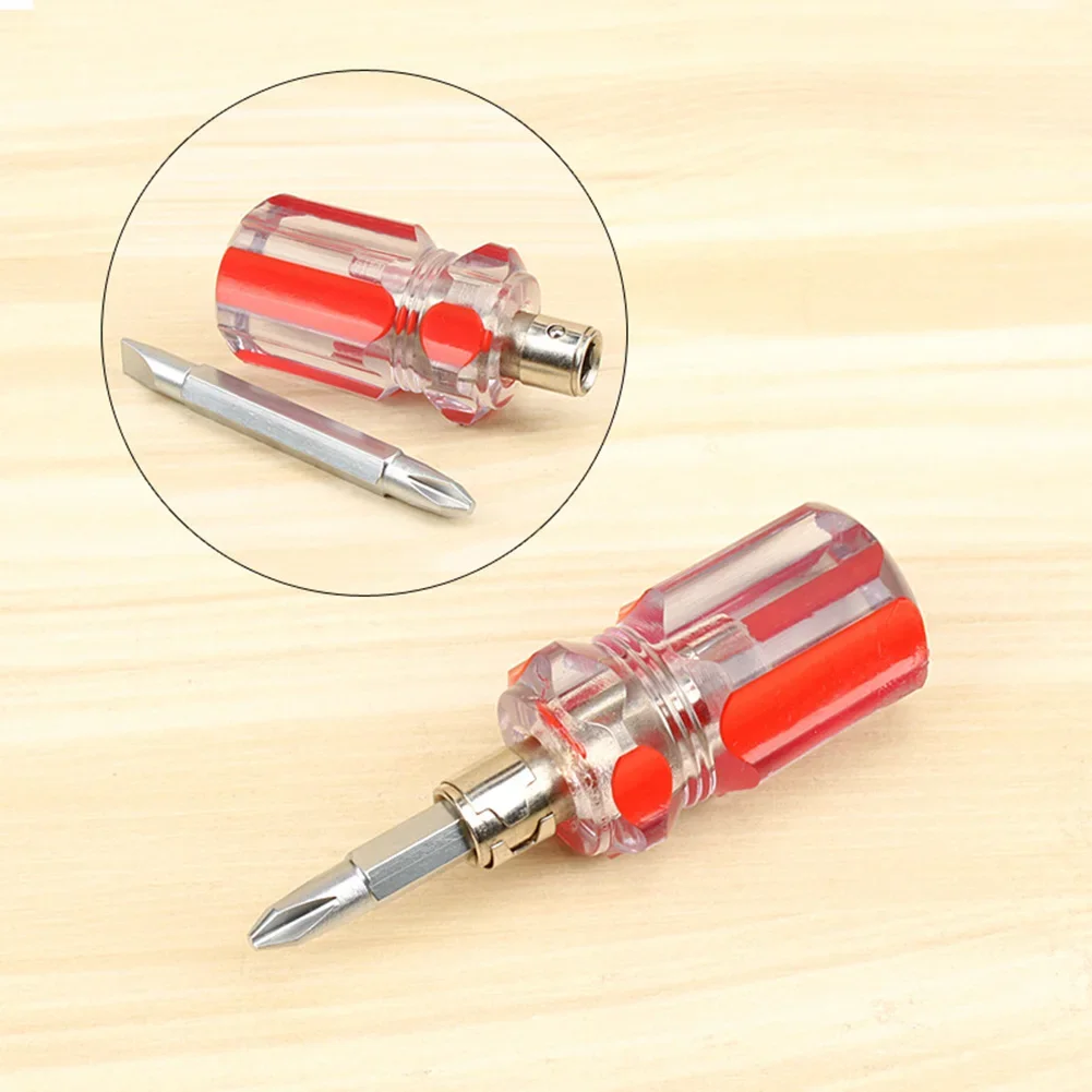 1-teiliges Schraubendreher-Set mit kurzem Griff, tragbar, mit Kristallkerngriffen, Flach- und Kreuzschlitz-Schraubendreher für Reparaturwerkzeuge – Detail 5