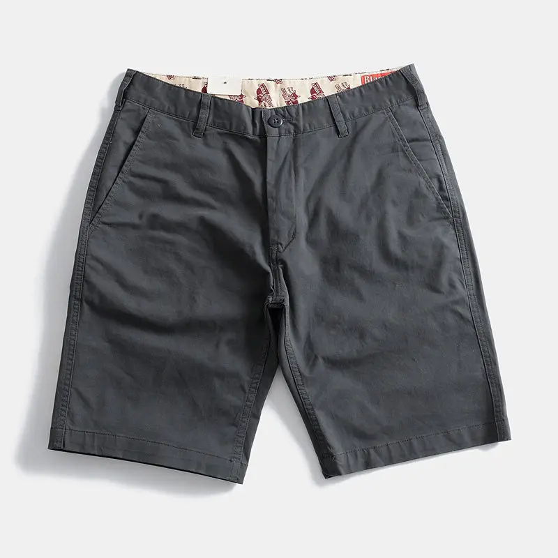 Summer Japanese Retro Slightly Stretchy Casual Shorts Straight-leg Mid-length Shorts for Men Vintage Washed Knee Length Pants