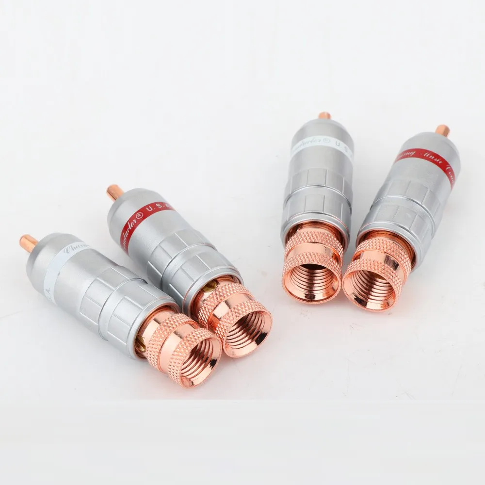 Red Copper Plated RCA Plug Audio Video Cable Adapter Solders Interconnection Signal Line Connector