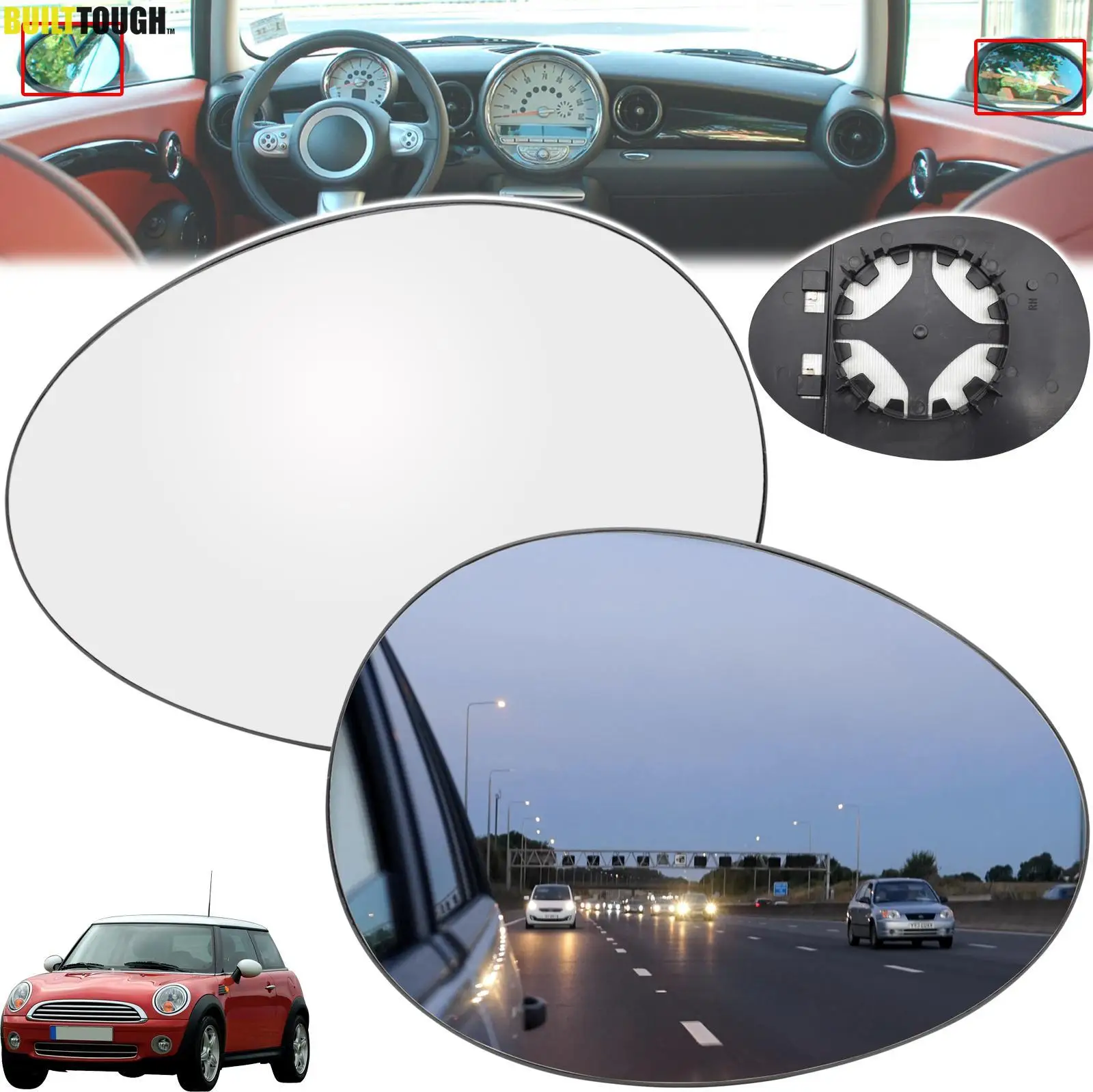 

For Mini Cooper S One Countryman R55 R56 R57 R58 R59 R60 R61 2007 - 2014 Left Right Side Wing Mirror Glass Heated Convex Plate