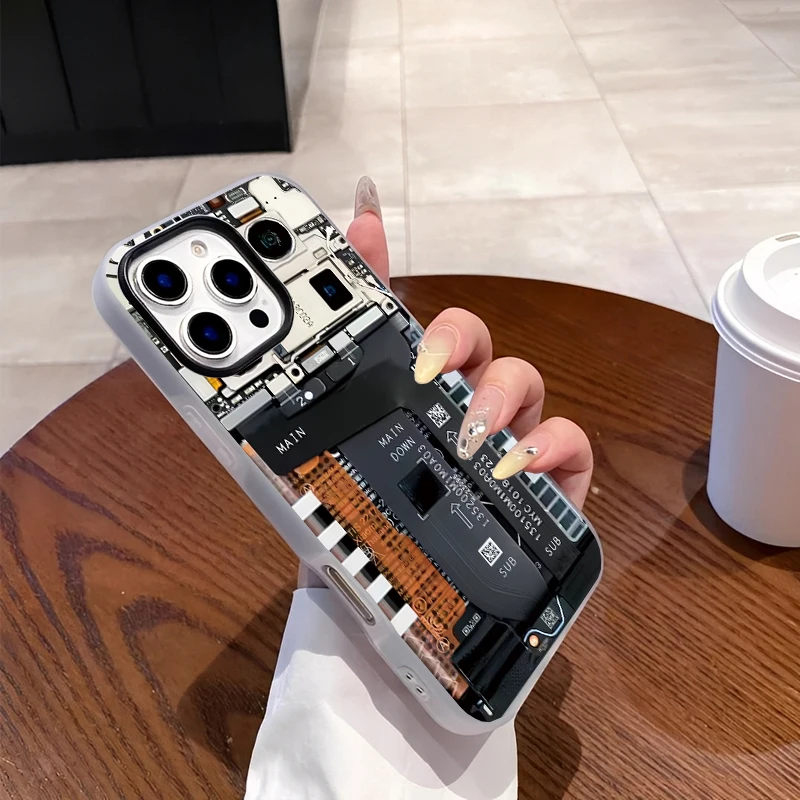 مغناطيس بسيط محاكاة شفافة اللوحة الأم منظور جراب هاتف آيفون 16 15 14 13 12 برو 11 بروماكس جراب هاتف