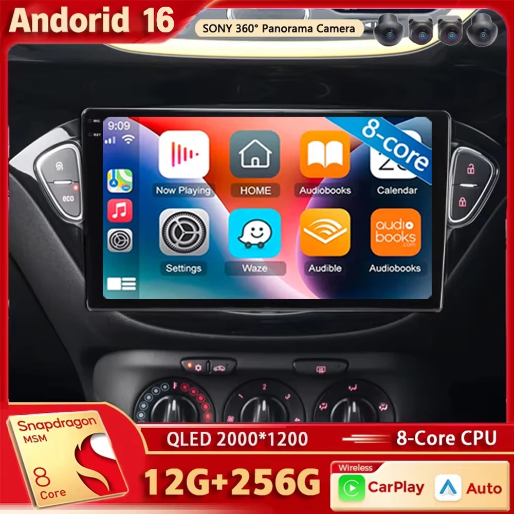 Android 16 für Opel Corsa E 2014 - 2019 Adam 2013-2016 2K QLED Stereo Autoradio Multimedia-Videoplayer GPS AI-Sprachsteuerung CarPlay 4G