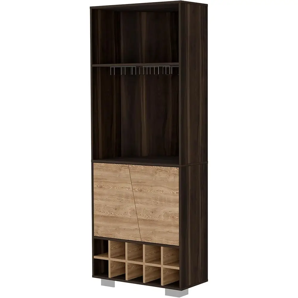 

Винный шкаф из дуба/сосны с двойной дверцей, 10 отделениями для бокалов, подставкой для чашек и 2 полками для бара в стиле Багамы