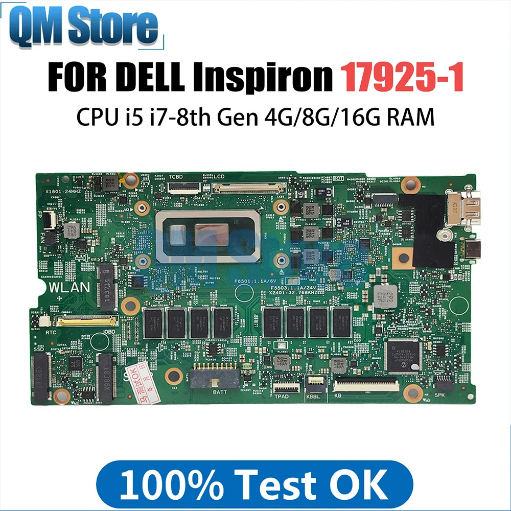 

Notebook Mainboard For DELL Inspiron 7386 02CF17 0V86CW 0NDK8H Laptop Motherboard With I5 8265U I7 8565U CPU 4G 8G 16G RAM