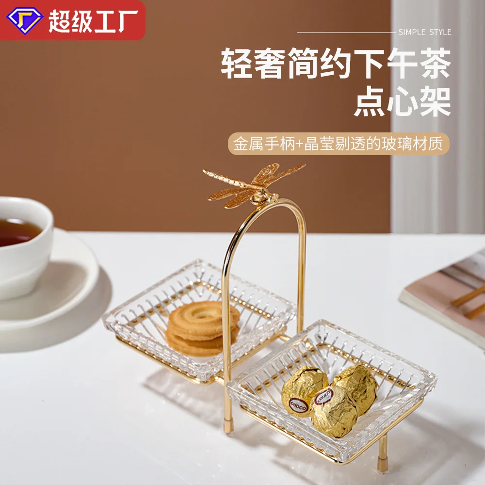 Wedding European luxury dessert display stand Fruit plate Afternoon tea Dried fruit plate Household tea several snacks