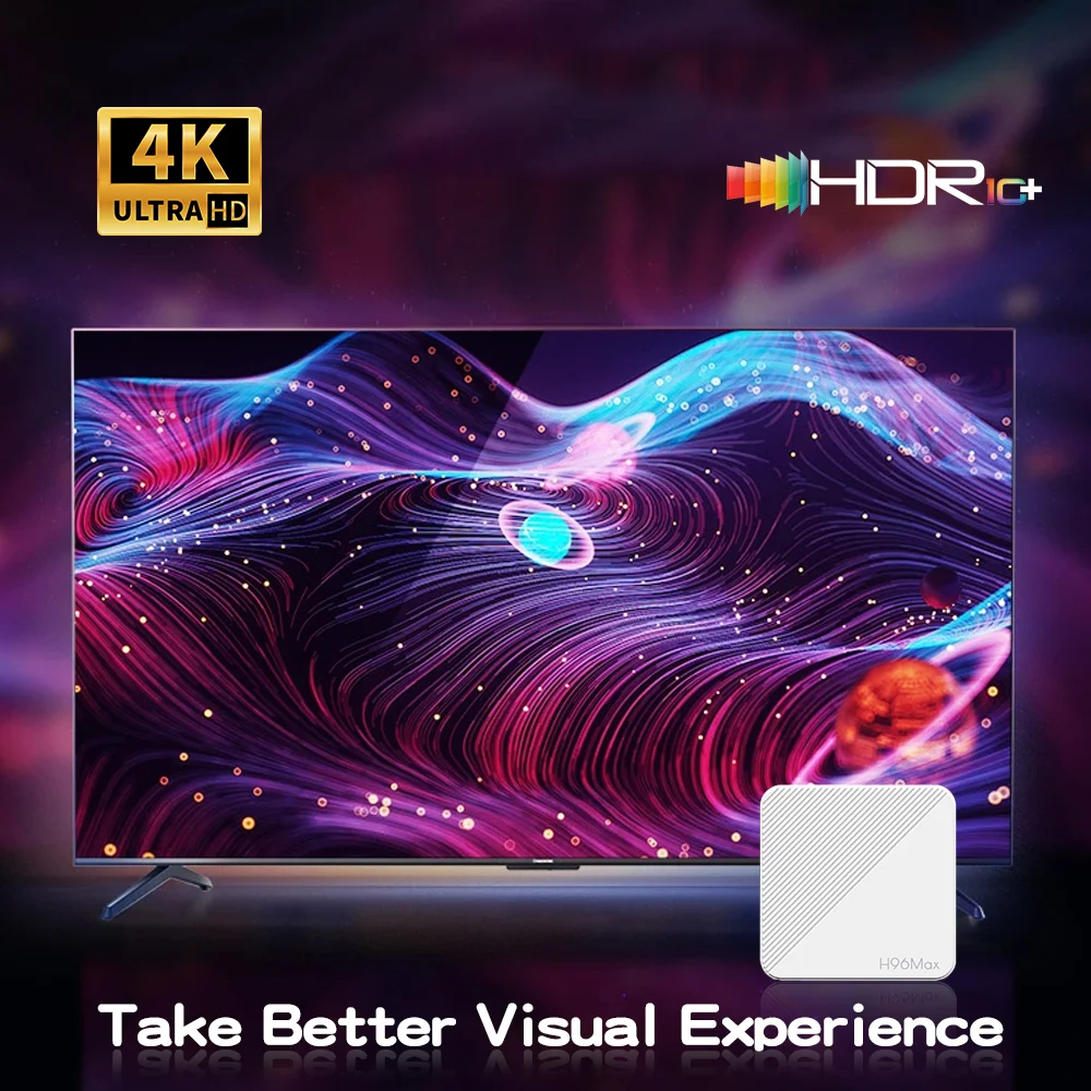 H96 MAX H313 Smart TV Box Android 14 ATV TV Box 4K @ 60fps 100M/LAN Wifi6 BT5.0 Google Voice Assistant Media Player Set Top Box