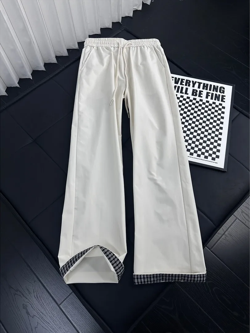 American Style Plaid Quick Dry Men's Summer Thin Straight Leg Casual Pants Loose Fit Long Trousers Cleanfit Fashionable