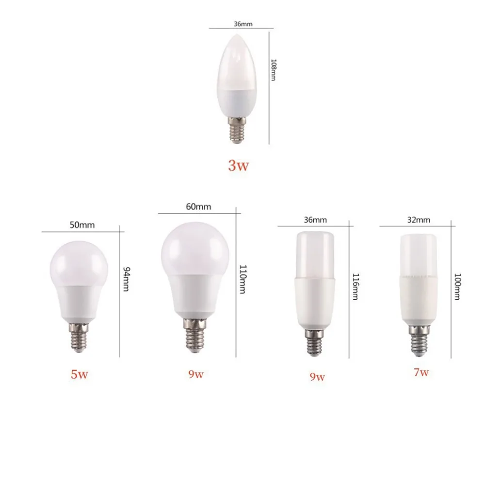 E14 Led شمعة لمبات 220 فولت الضوء الأبيض Led الثريا شمعة ضوء 3 واط 5 واط 7 واط 9 واط جودة عالية توفير الطاقة مصباح ديكور المنزل
