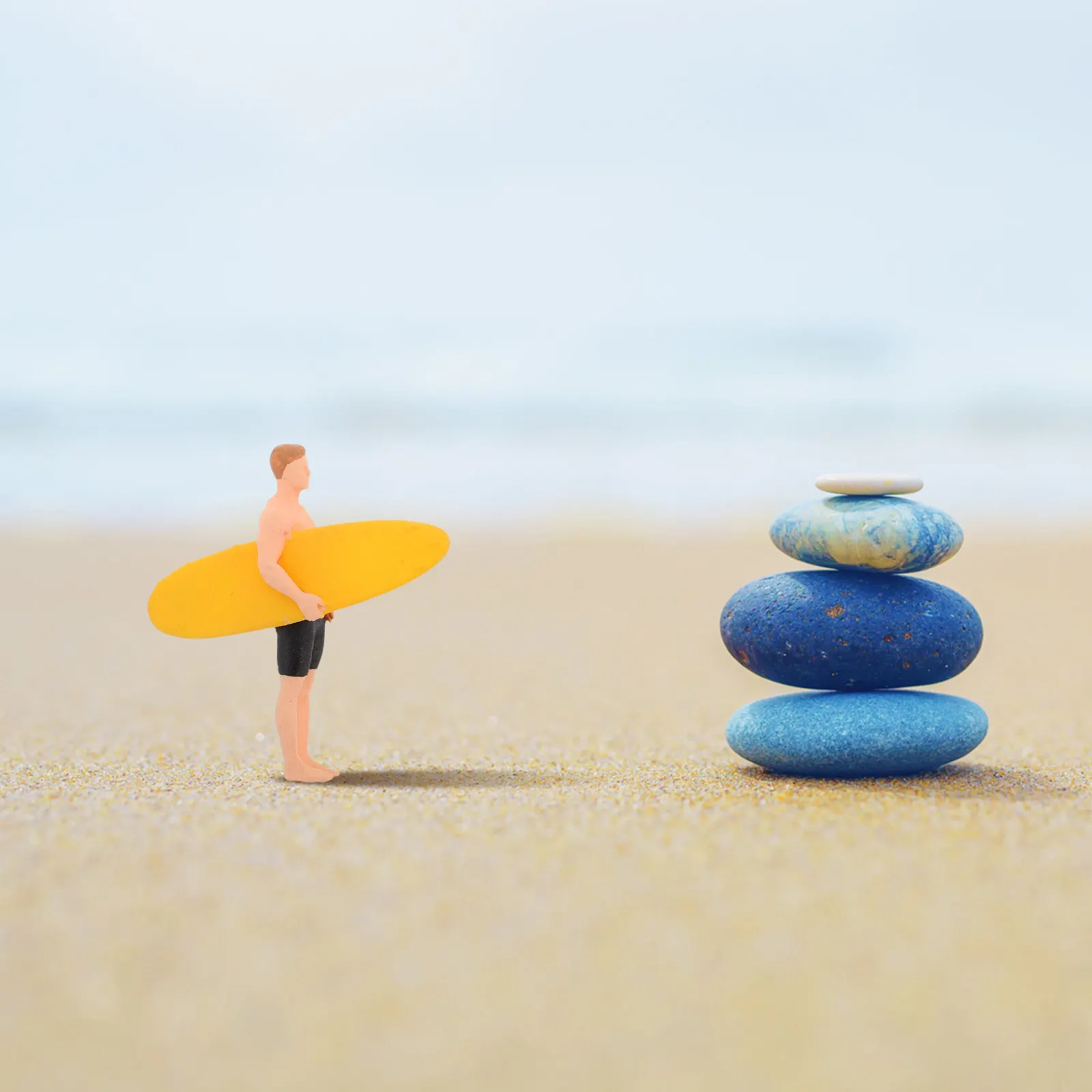 1:64 Miniature Beach Party Figures Highly Detailed Surfer Boy People Set Portable Micro Landscaping Decor for Dollhouse Sand