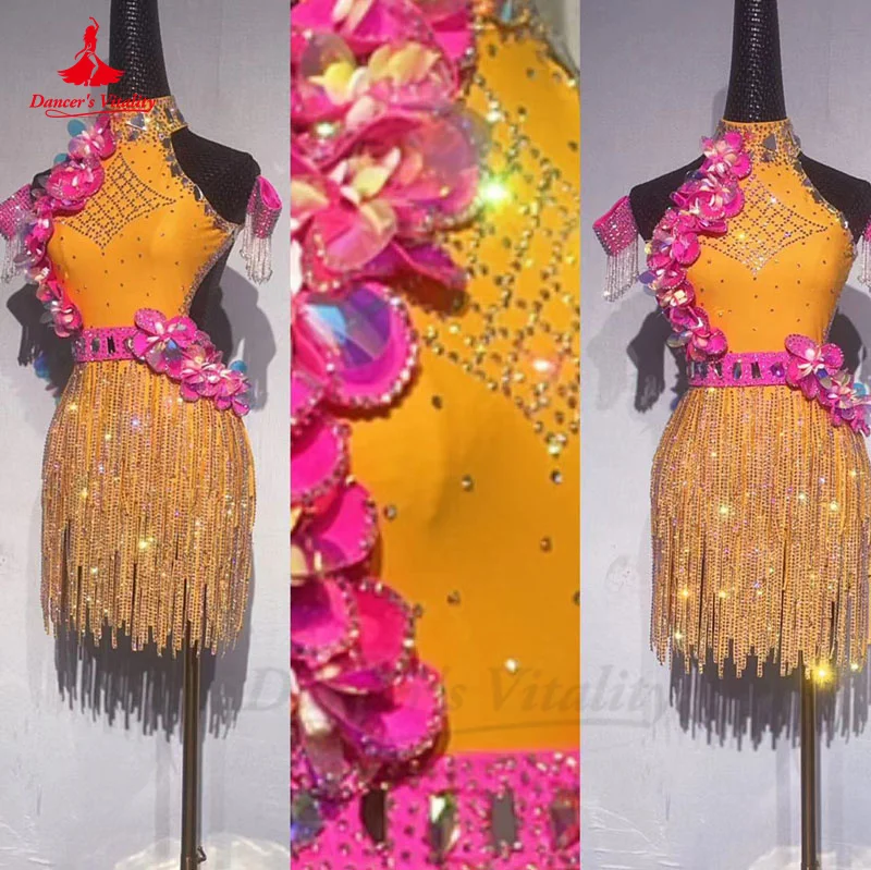 Latin Dance Performance Dress Women Customsized Rumba Chacha Tango Competition Costumes for Adult Children Latin Dancing Dresses