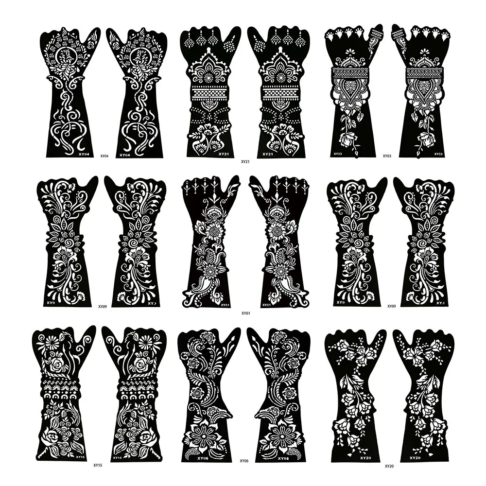 1 Pair Flower Tattoo Stencil for Hand Henna Tattoo Templates Mandala Lace  Design Wedding Painting Henna Kit Tool