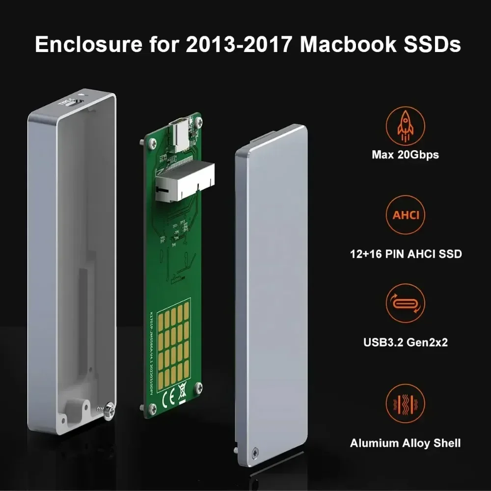 Imagem -03 - Maiwo 20gbps Usb c 3.2 Macbook Ssd Gabinete para Disco Rígido Sólido M.2 Nvme 12 Mais 16 Pinos Apple Flash Ssds Suporte Protocolo Apple Ahci