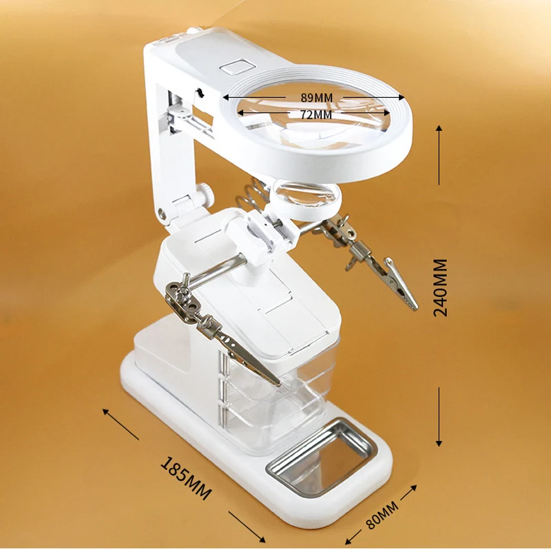 Welding LED Magnifier 3X/4.5X/25X Lens magnifying glassClip Holder Clamp Helping Hand Solder Soldering Stand Repair phone Tool