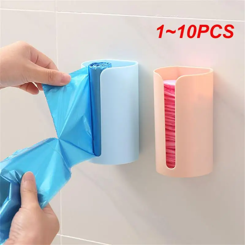 

1~10PCS Kitchen Garbage Bags Storage Rack Plastic Bags Holder Punch-free Self-adhesive Wall-mounted Household Bathroom Organizer